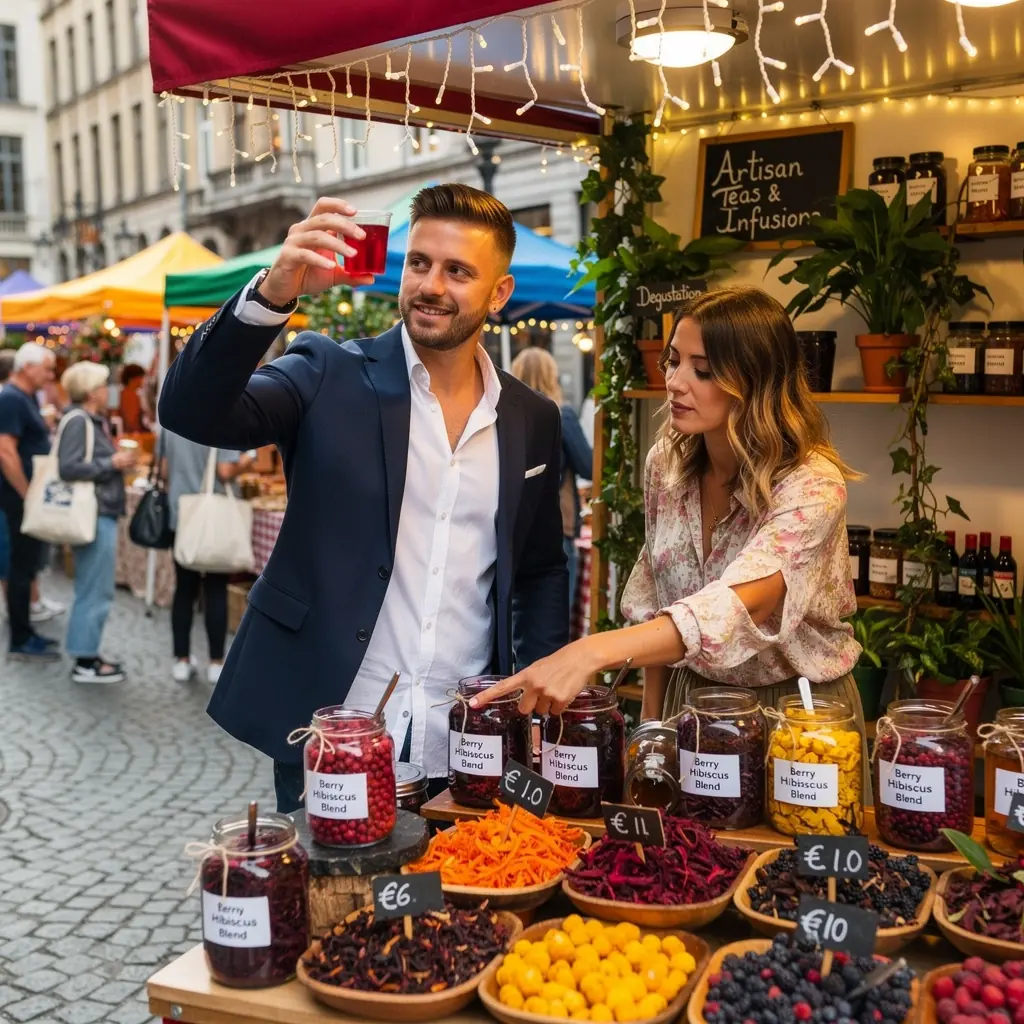 Tableau de présentation du mélange, mettant en avant ses notes fruitées et acidulées.