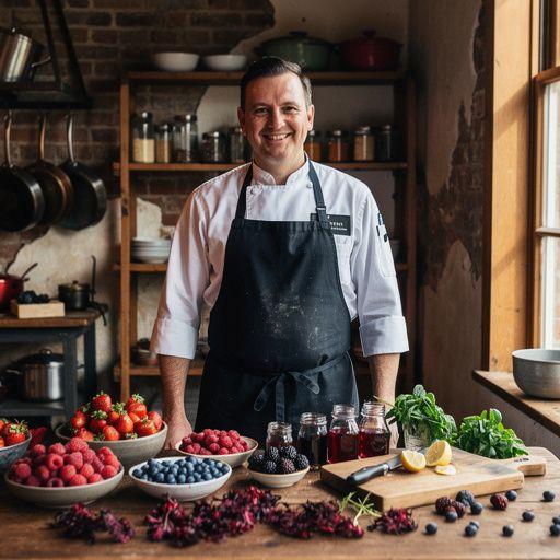 Un mélange de baies et d'hibiscus dans une tasse, affichant une couleur rouge rubis éclatante.