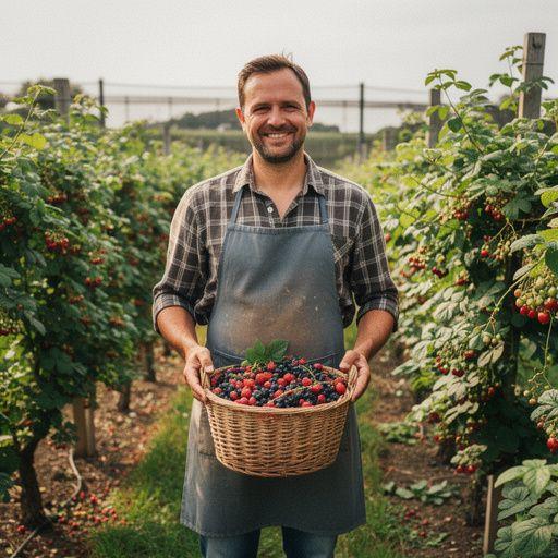 Une tasse de thé rouge rubis, accompagnée de baies fraîches et de fleurs d'hibiscus.